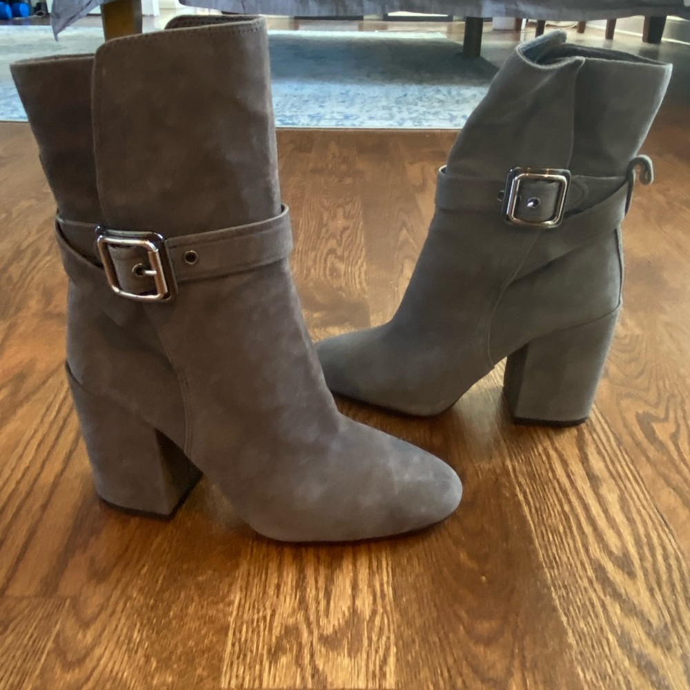 Brand new in box Vince Camuto suede grey booties. Selling because I am a 7.5